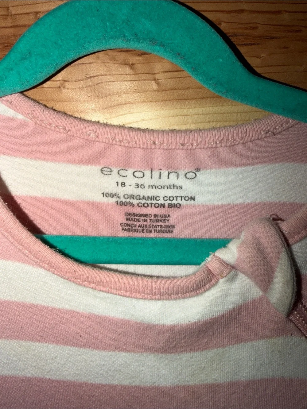 Woolino Ecolino Pink and White Striped Sleeveless Shift Dress 18-36 months